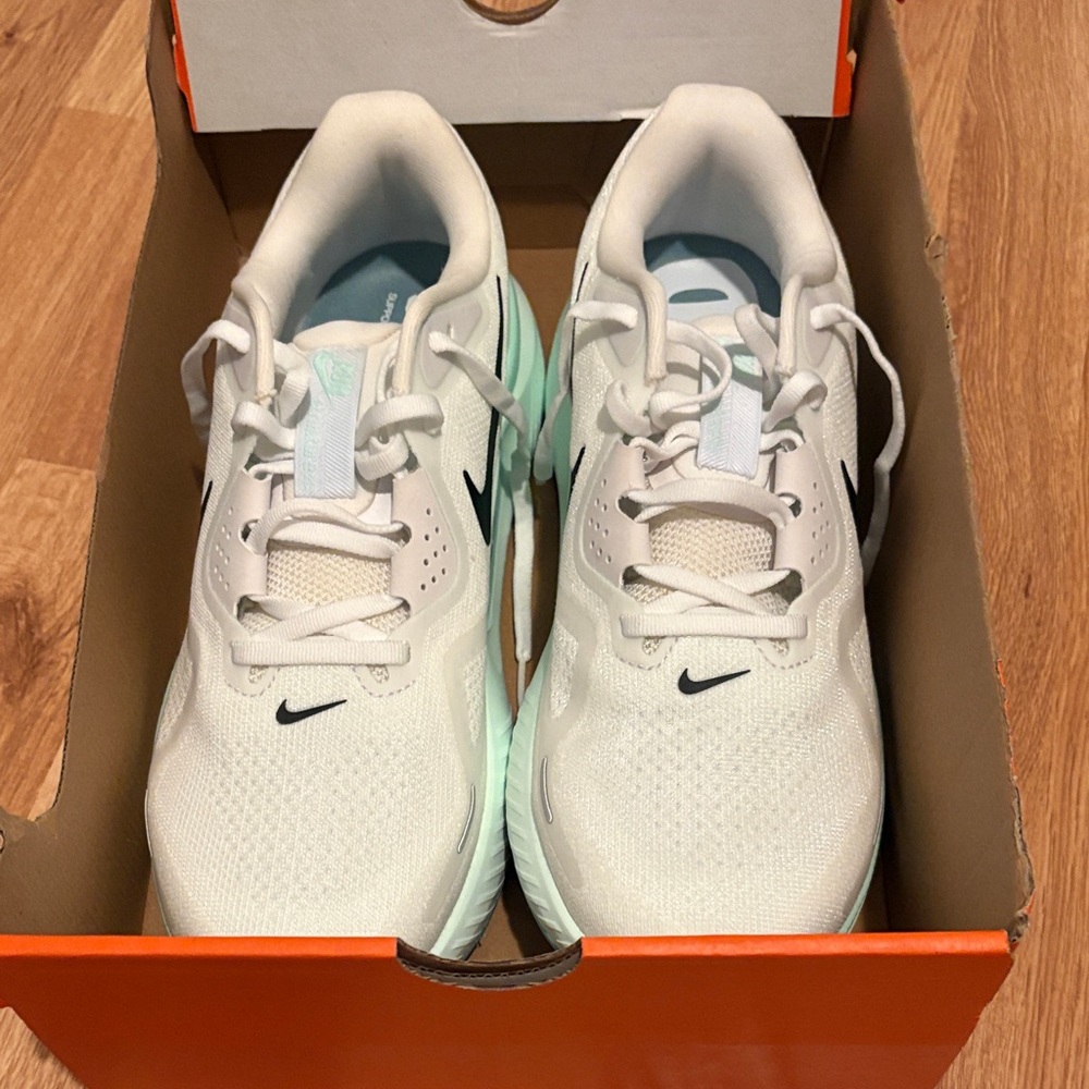 Nike White Sneakers with Mint and Black Accents